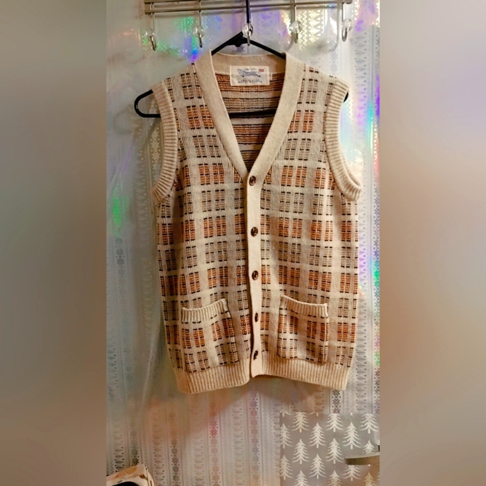 Vintage 90s Golden Horse Wool Sweater Vest Large